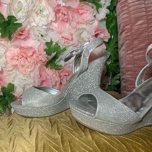 Sugar Silver glitter wedges